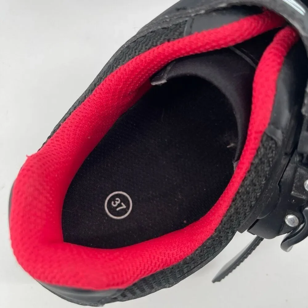 Peloton Unisex Cycling Shoes US 6–6.5 EU 37 Black Red Delta Cleats Spin Bike